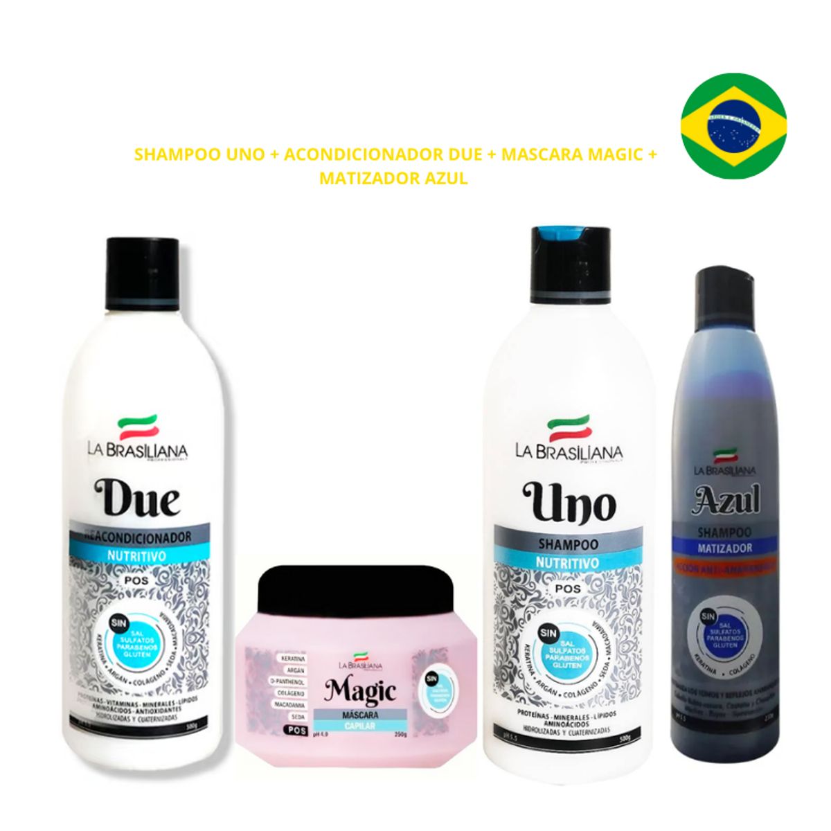 LA BRASILIANA - Pack La Brasiliana - UNO + DUE + Magic POS 250 gr + Matizador AZUL