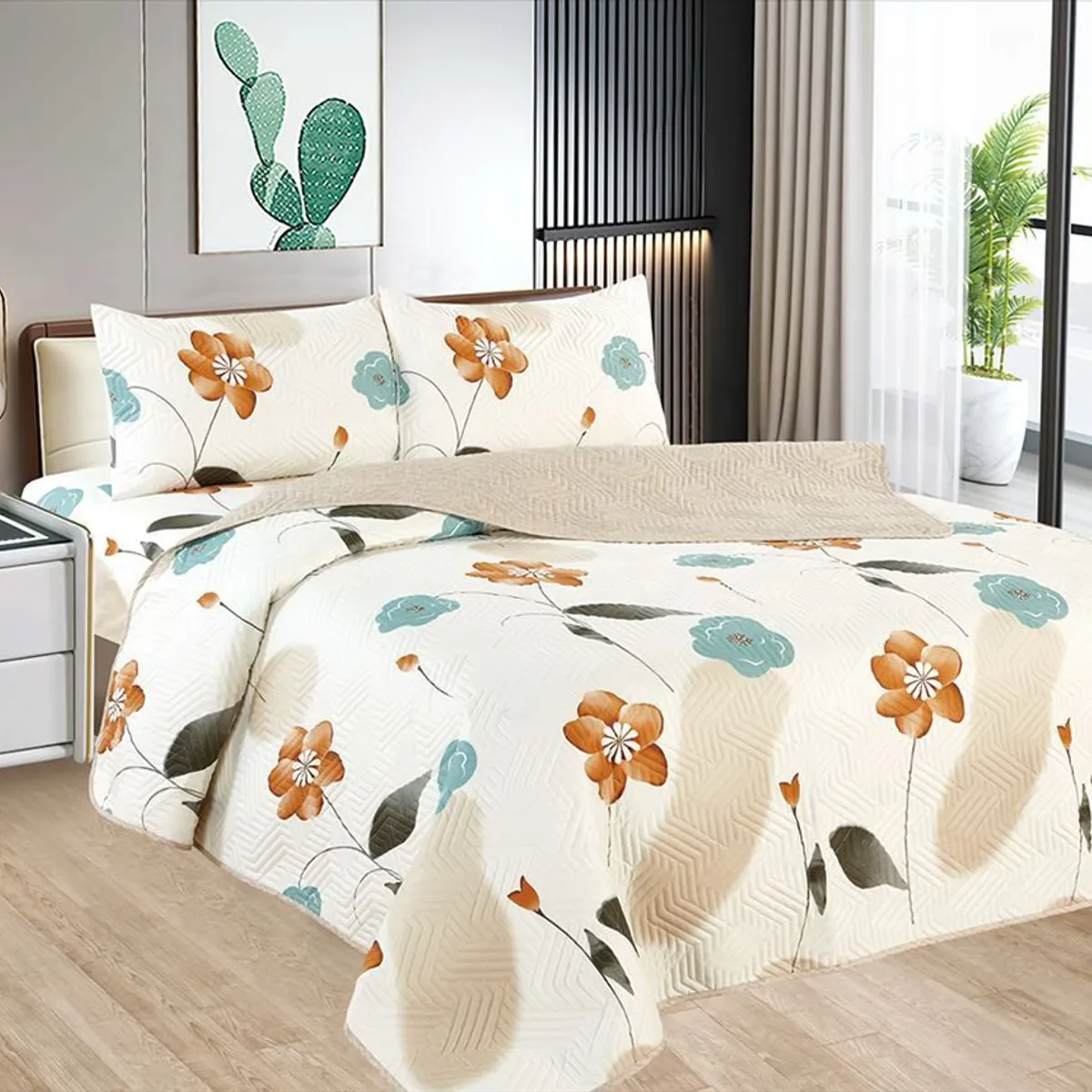 CASATEX - Cubrecama + Juego de sabanas 2 plazas 100% Algodón - 5 Piezas