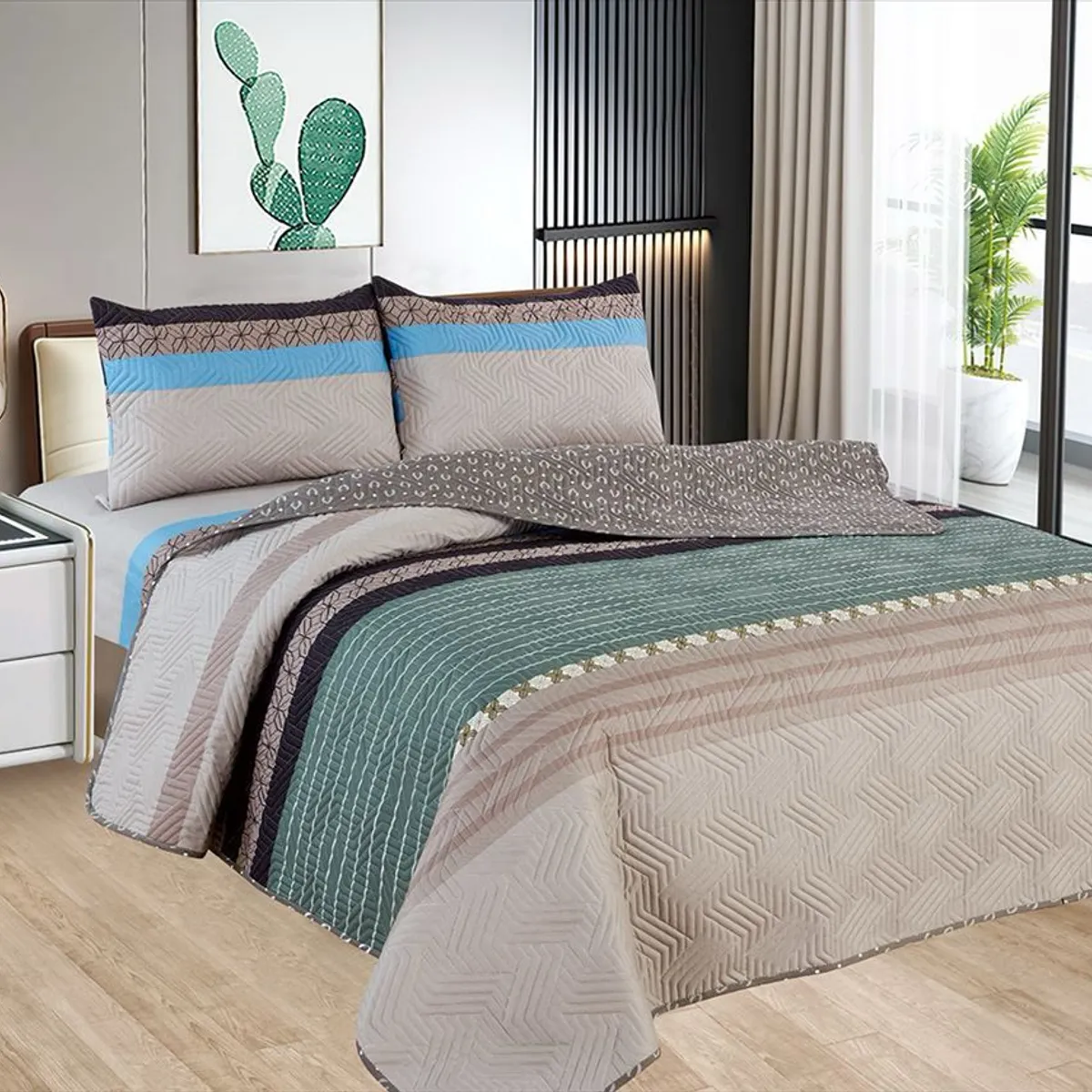 CASATEX - Cubrecama + Juego de sabanas 2 plazas 100% Algodón - 5 Piezas