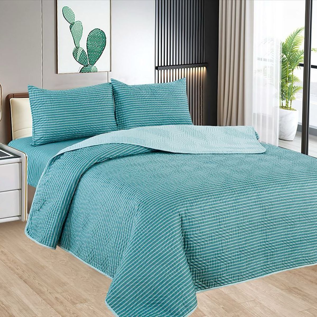 CASATEX - Cubrecama + Juego de sabanas 2 plazas 100% Algodón - 5 Piezas