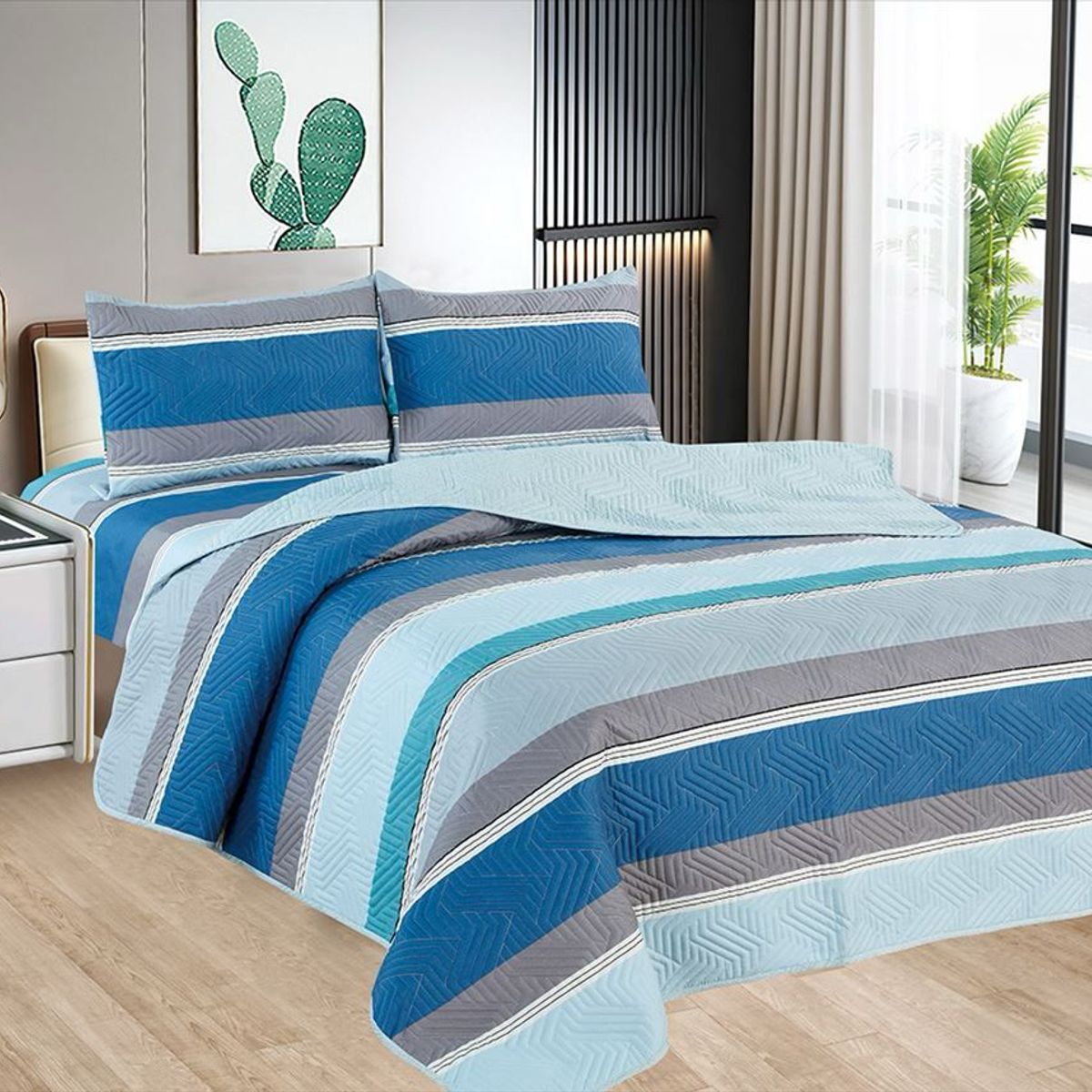 CASATEX - Cubrecama + Juego de sabanas 2 plazas 100% Algodón - 5 Piezas