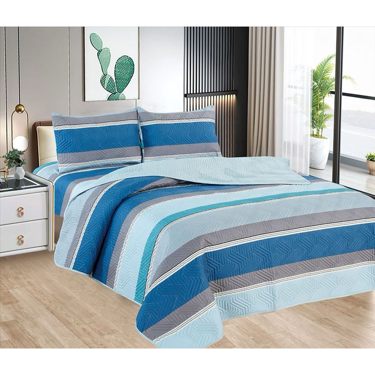 CASATEX - Cubrecama + Juego de sabanas 2 plazas 100% Algodón - 5 Piezas