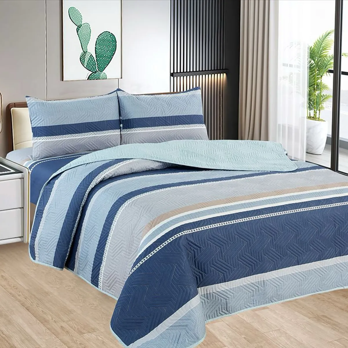 CASATEX - Cubrecama + Juego de sabanas 2 plazas 100% Algodón - 5 Piezas