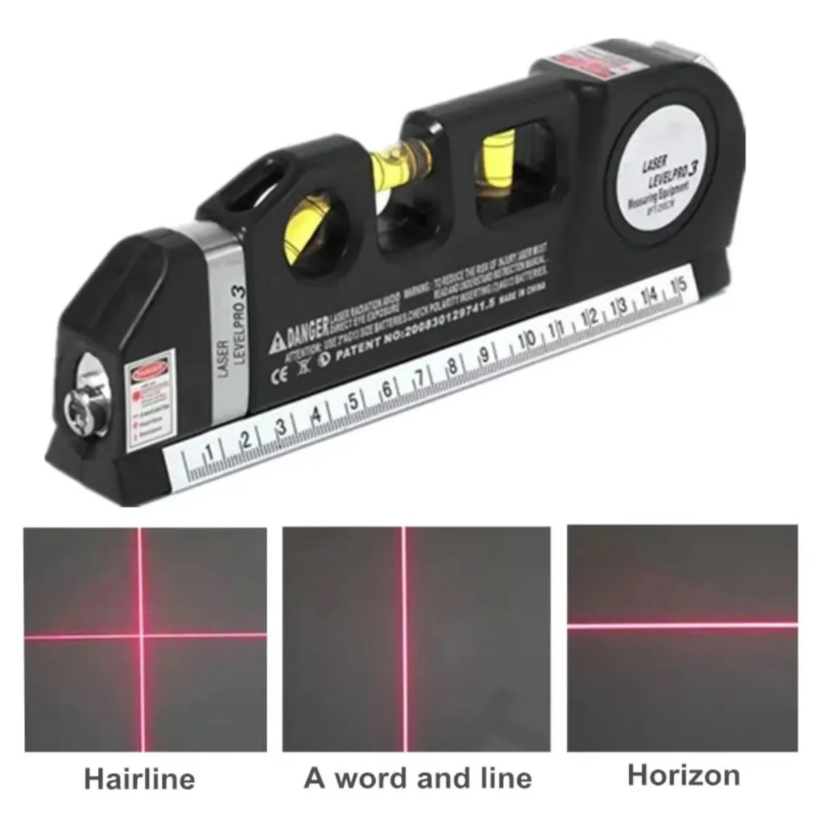 GENERICO - CINTA DE MEDICIÓN MAGNÉTICA 4 EN 1 LASER NEGRO