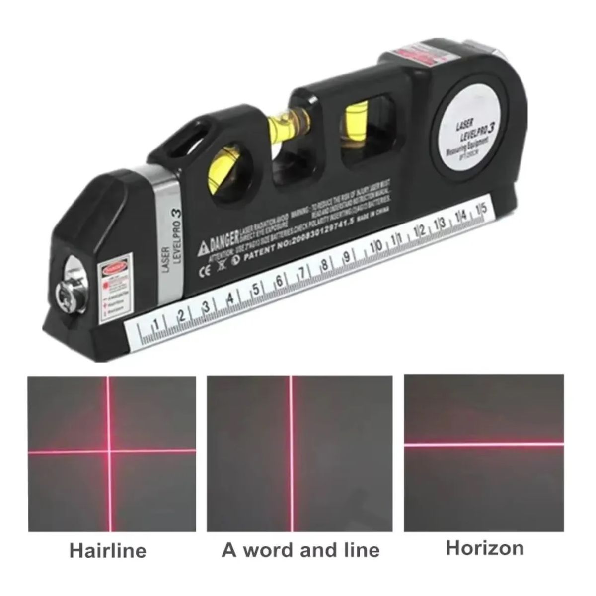 GENERICO - CINTA DE MEDICIÓN MAGNÉTICA 4 EN 1 LASER NEGRO