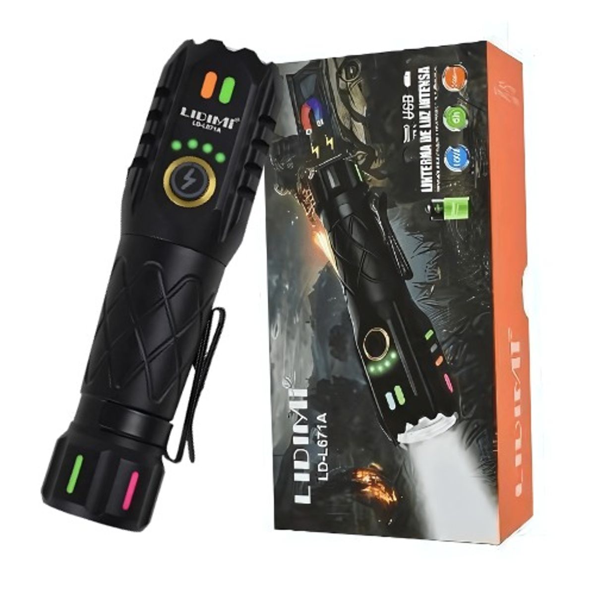 LIDIMI - Linterna De Largo Alcance 100 Metros Con Cintas Reflectivas