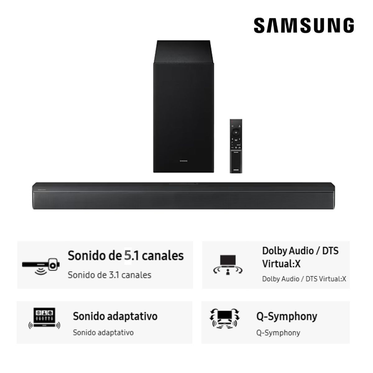 SAMSUNG - Soundbar Samsung Dolby Atmos 5.1 Ch. HW-B750F (2025)