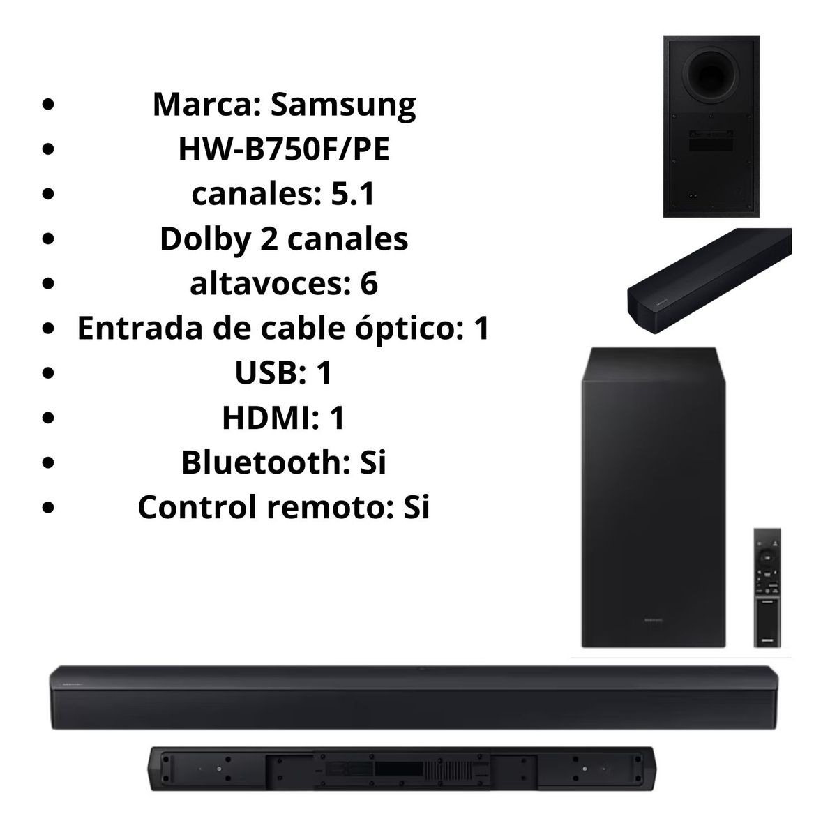 SAMSUNG - Soundbar Samsung Dolby Atmos 5.1 Ch. HW-B750F (2025)