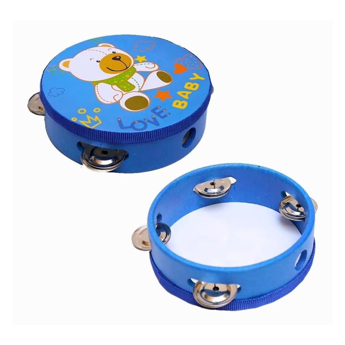 GENERICO - Pandereta Azul Infantil 20 cm con diseño para niños