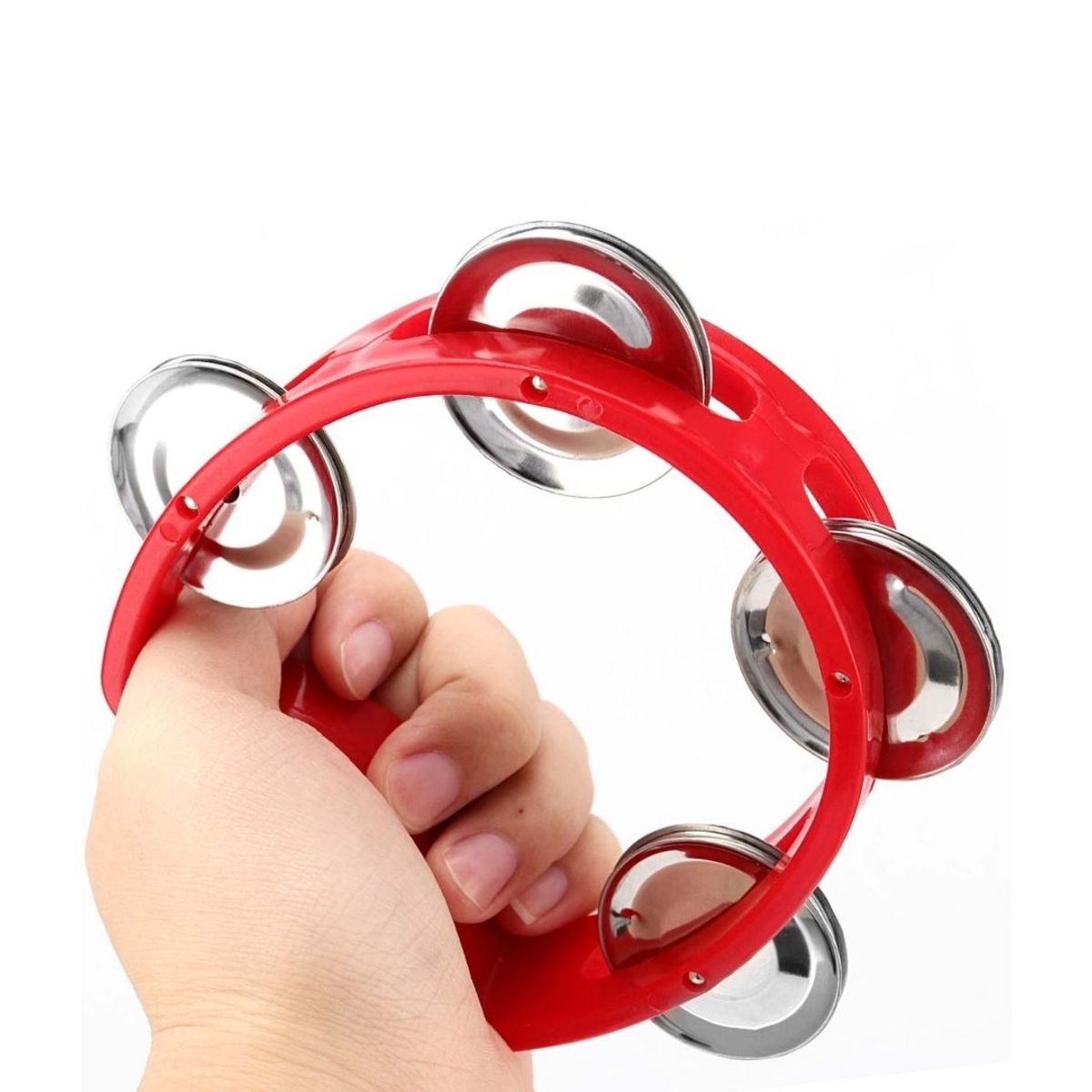 GENERICO - Pandereta Infantil de Plástico con 4 Chapas - Rojo