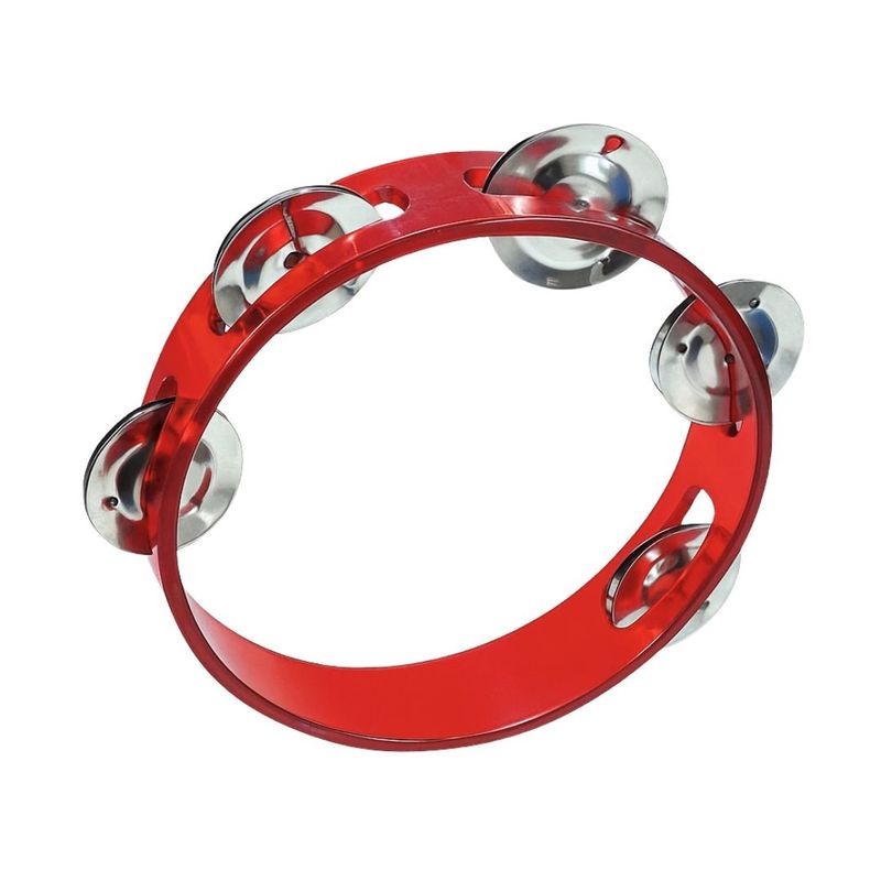 GENERICO - Pandereta de acrílico Rojo de 15cm con 5 chapas