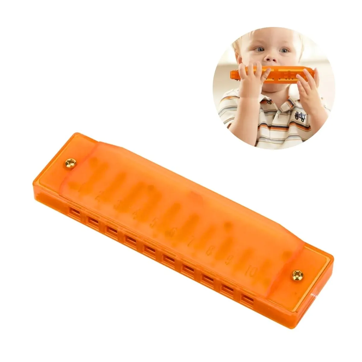 GENERICO - Armónica de Plástico para Niños - Anaranjado