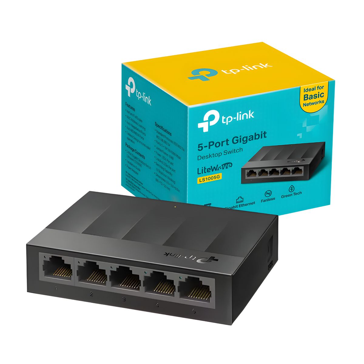 TP LINK - TP-Link LiteWave LS1005G - Switch Gigabit 5 Puertos – Uso Hogar/Oficina
