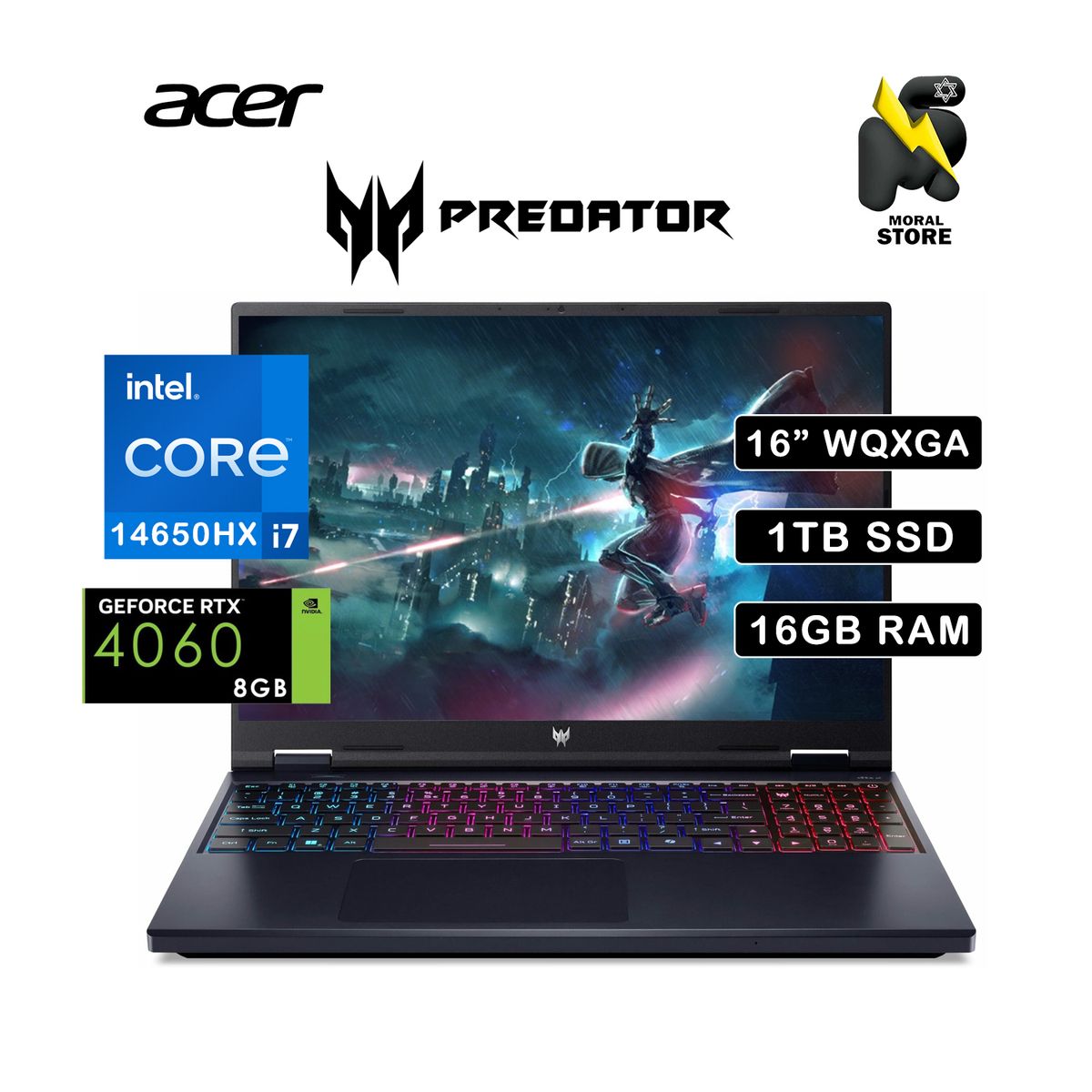 ACER - LAPTOP ACER PREDATOR HELIOS NEO 16 PHN16 / INTEL i7-14650HX / SSD 1 TB  /  16 GB  / RTX 4060 / 16"180HZ