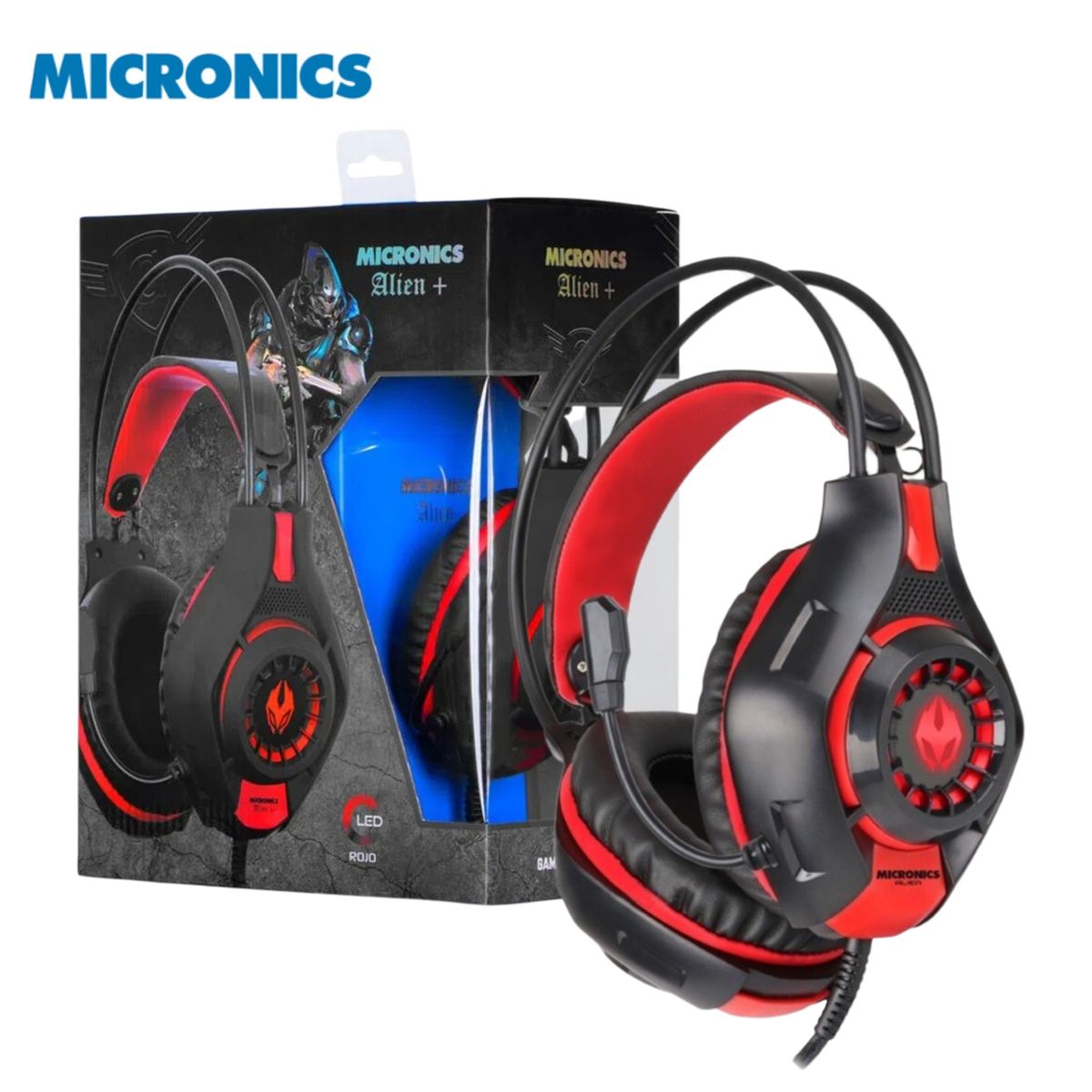 MICRONICS - AUDIFONO GAMER MICRONICS ALIEN MIC HG-815 RED