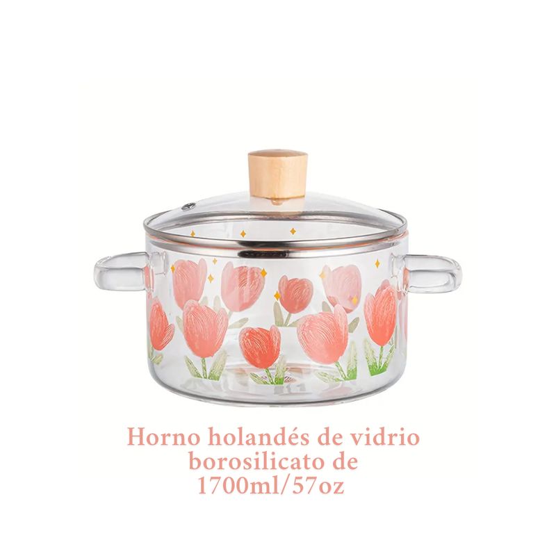 GENERICO - Olla  de vidrio de 1.7 L holandesa
