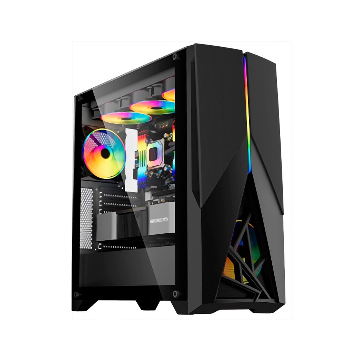 TEROS - Caja Gamer Teros Te-1174N Mid Tower Negra Con Ventilador Argb, Usb 3.0 Y Audio Para Gaming