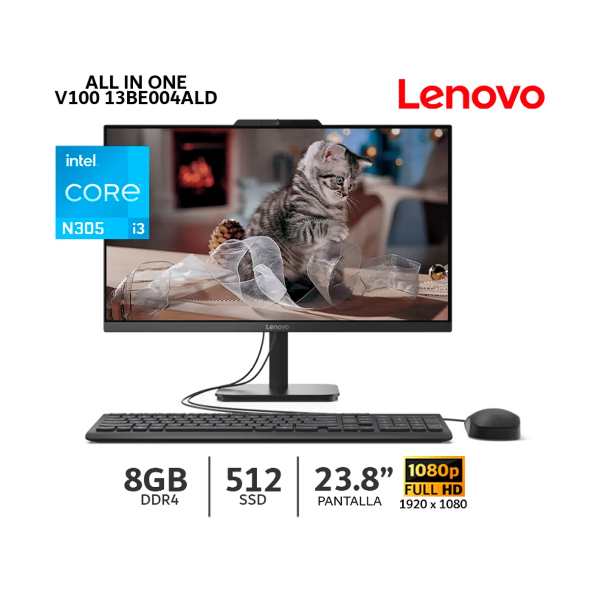 LENOVO - All In One Lenovo V100 Core i3 N305 8Gb Ram 512Gb SSD238 FHD IPS13BE004ALD