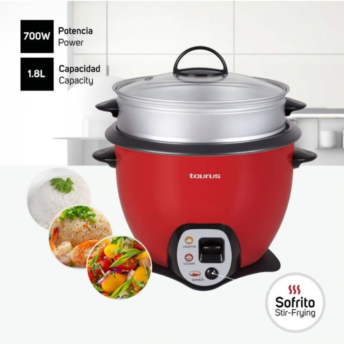 TAURUS - Olla Arrocera TAURUS - TRC 18 FRY ROJO