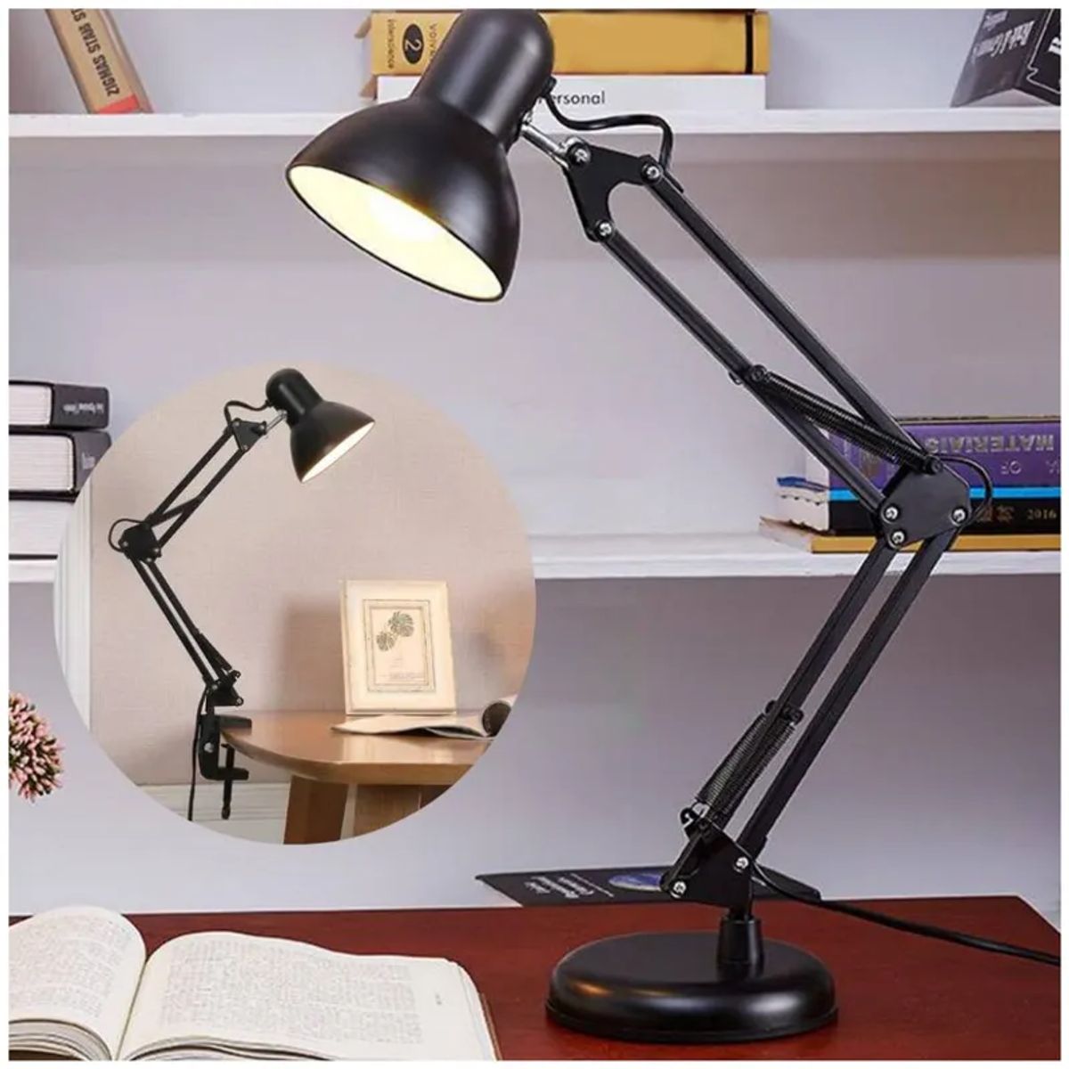 GENERICO - LAMPARA VINTAGE ELEGANTE 2 EN 1, BASE Y CLIP PARA ESCRITORIO