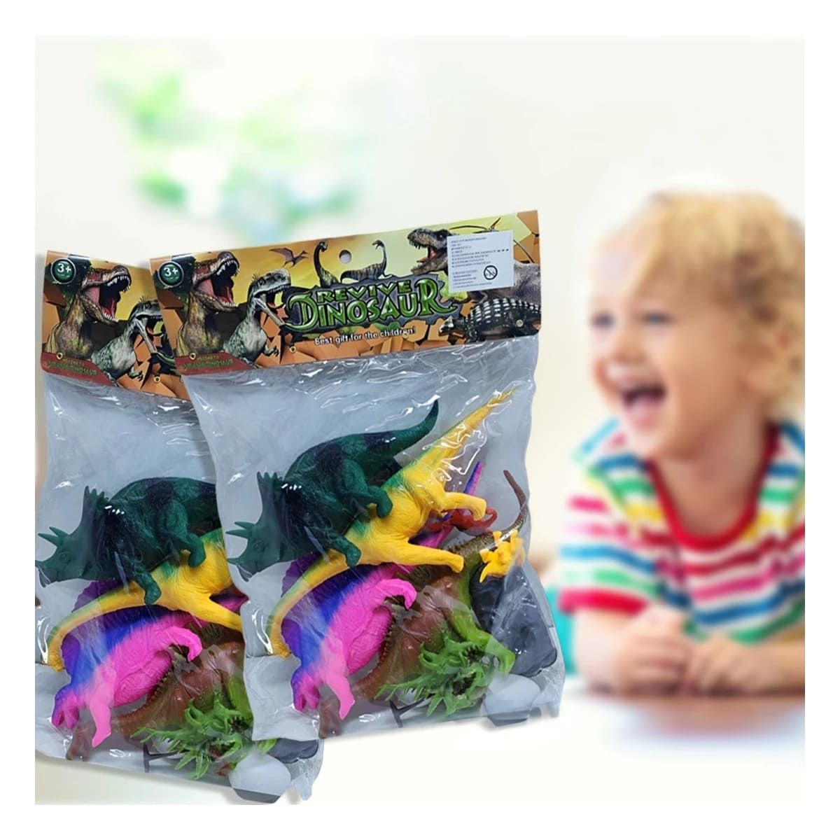 GENERICO - Pack4 Set de Juguetes de Dinosaurios en Multicolor