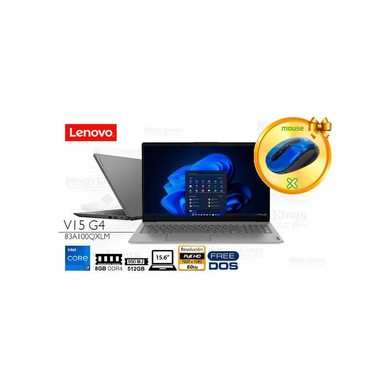 LENOVO - Lenovo V15 G4 IRU - Portátil 156 Full HD Intel i7 13a Gen 8GB RAM