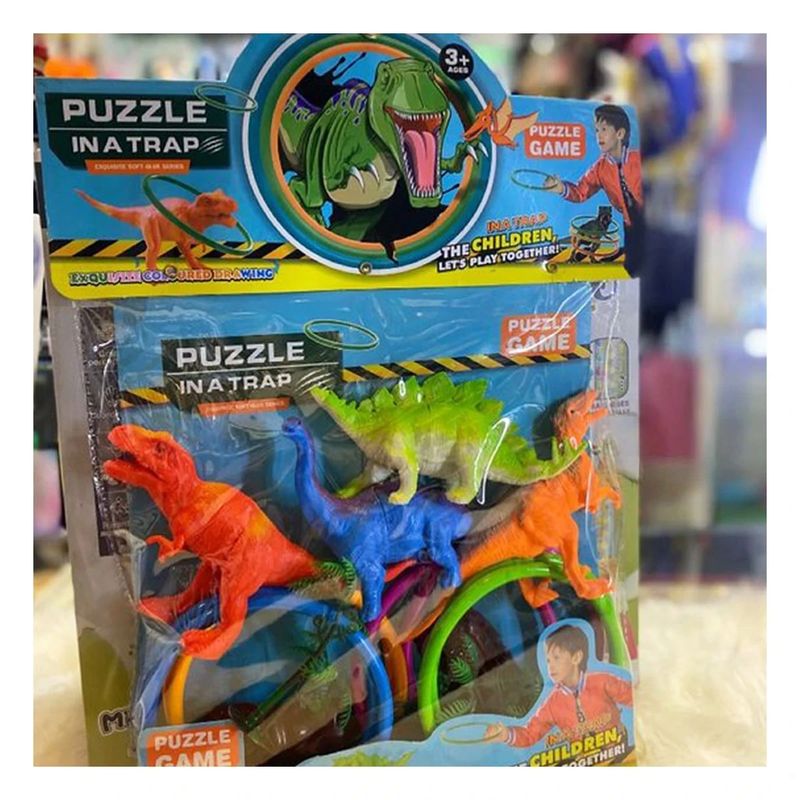 GENERICO - Pack4 Dinosaurios de Juegos Multicolor Y+Papel de Regalo