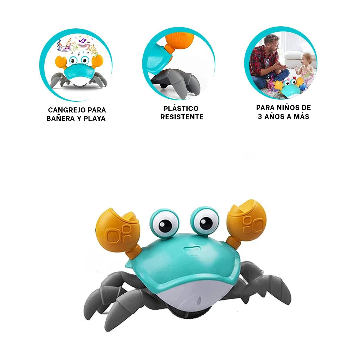 GENERICO - Pack4 Cangrejo para Bañera Cuerda Celeste Y+Regalo Stickers