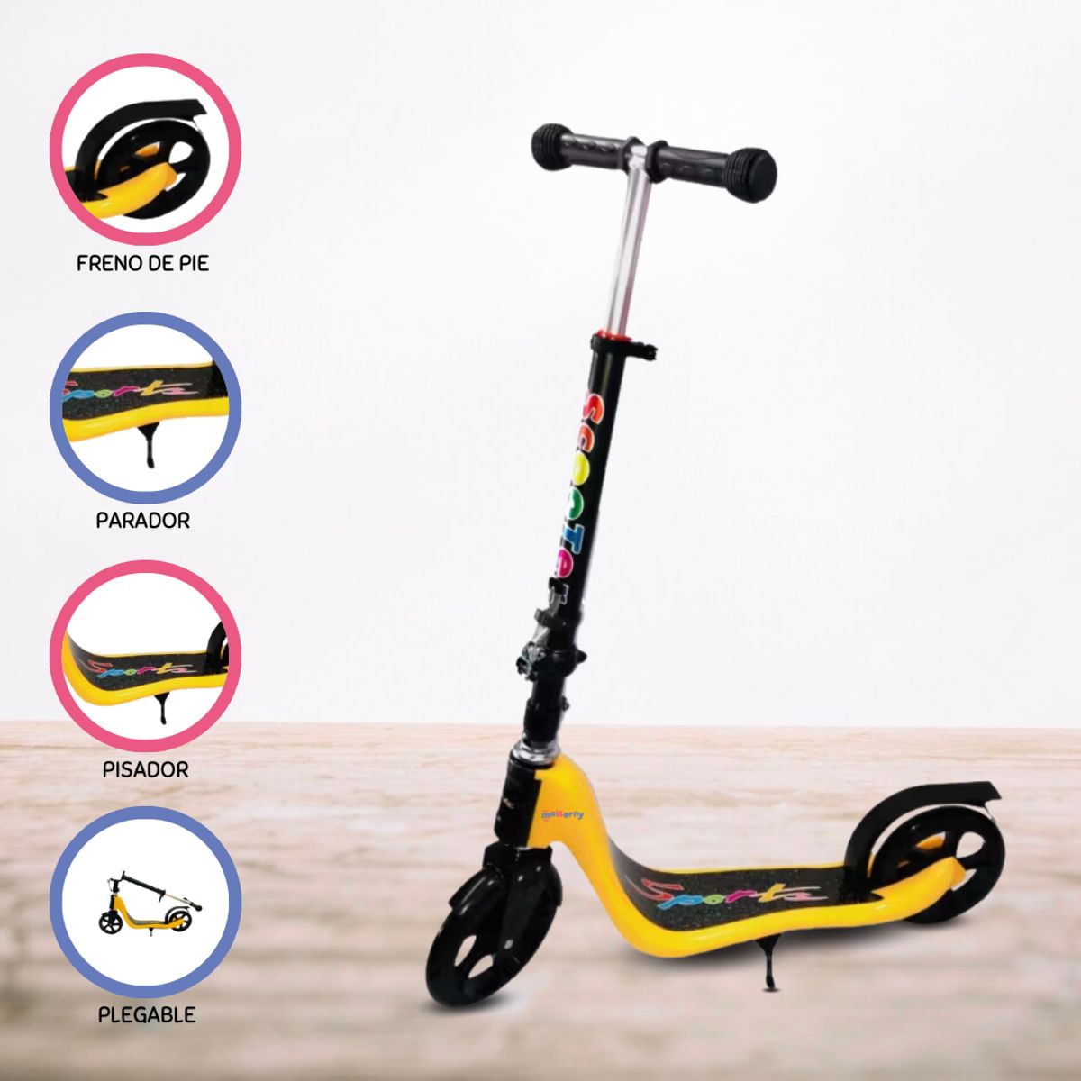 CUZKA - Scooter Lineal para Niños «PIAGIO» Yellow
