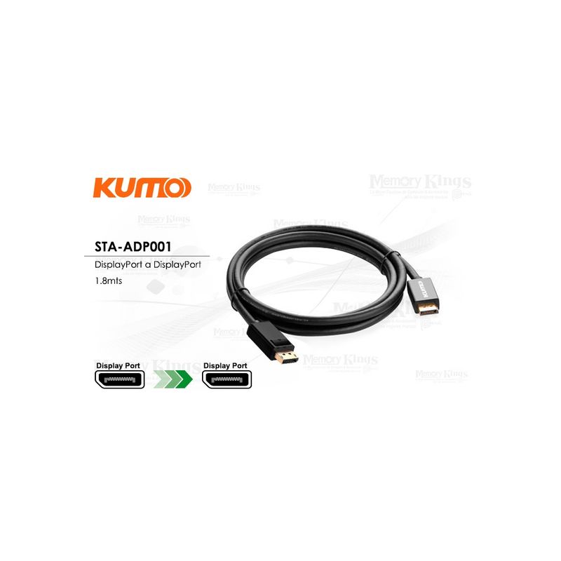 GENERICO - Cable DisplayPort KUMO 2m 8K - Alta velocidad y calidad de imagen par