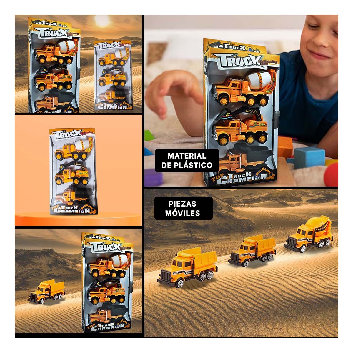 GENERICO - Pack6 Conjunto de Vehiculos en Amarillo Y+Regalo Agendita