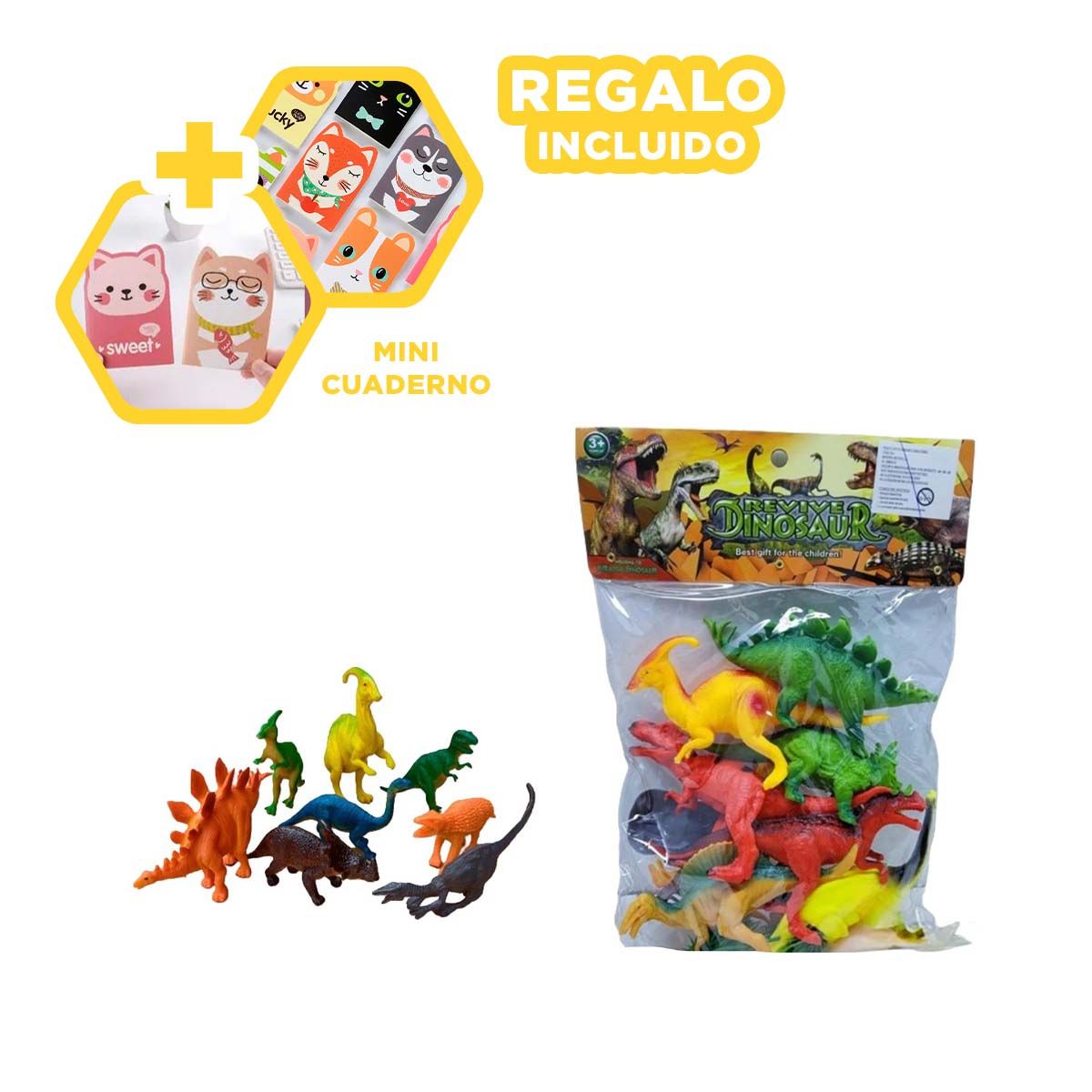 GENERICO - Set de Dinosaurios Prehistoricos 10 Piezas Y+Regalo Agendita