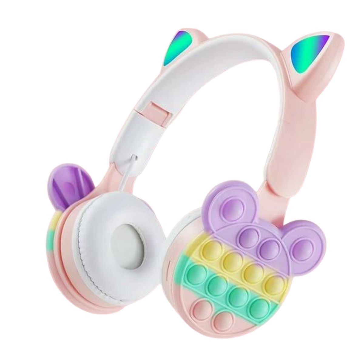 GENERICO - Auricular Bluetooth Osito Pop It Multicolor Orejas Luz Led