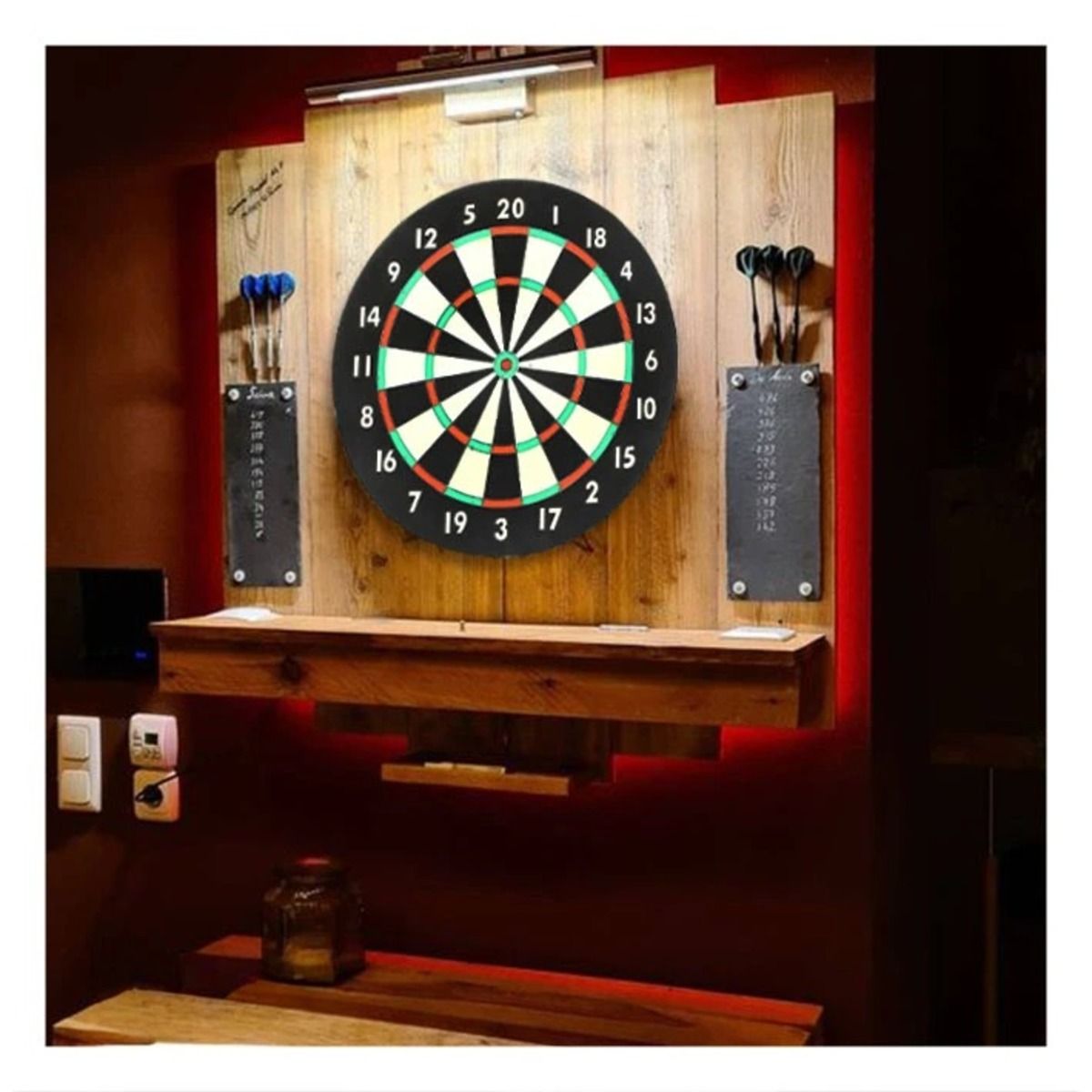 GENERICO - Pack4 Tablero de Dardos con Acero Circular Y+Regalo Stickers