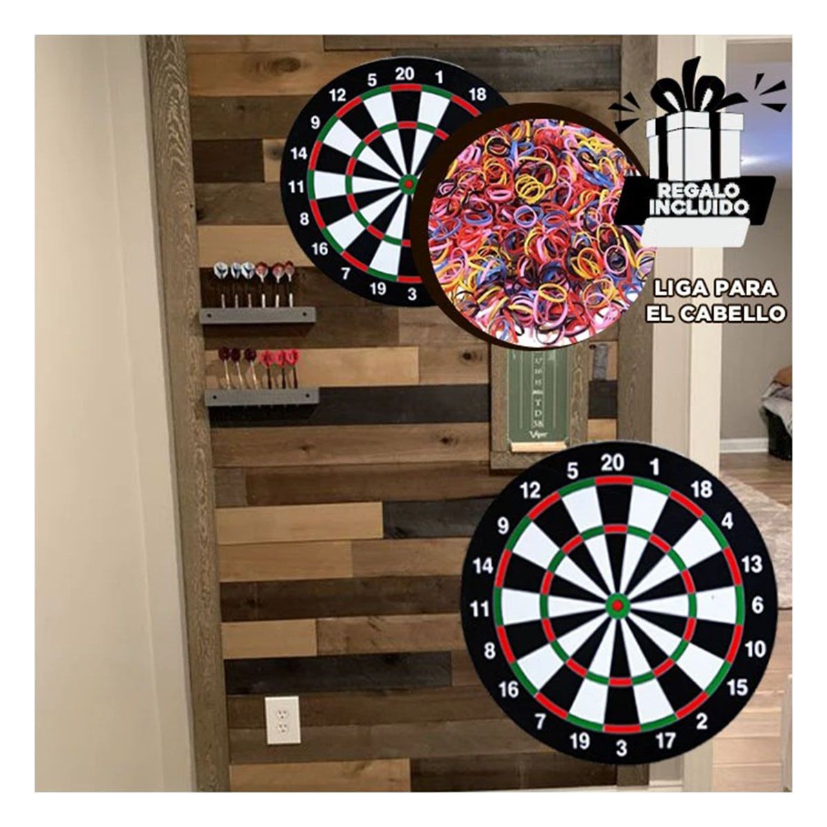 GENERICO - Set de Juego de Dardos Circular Y+Ligas de Regalo