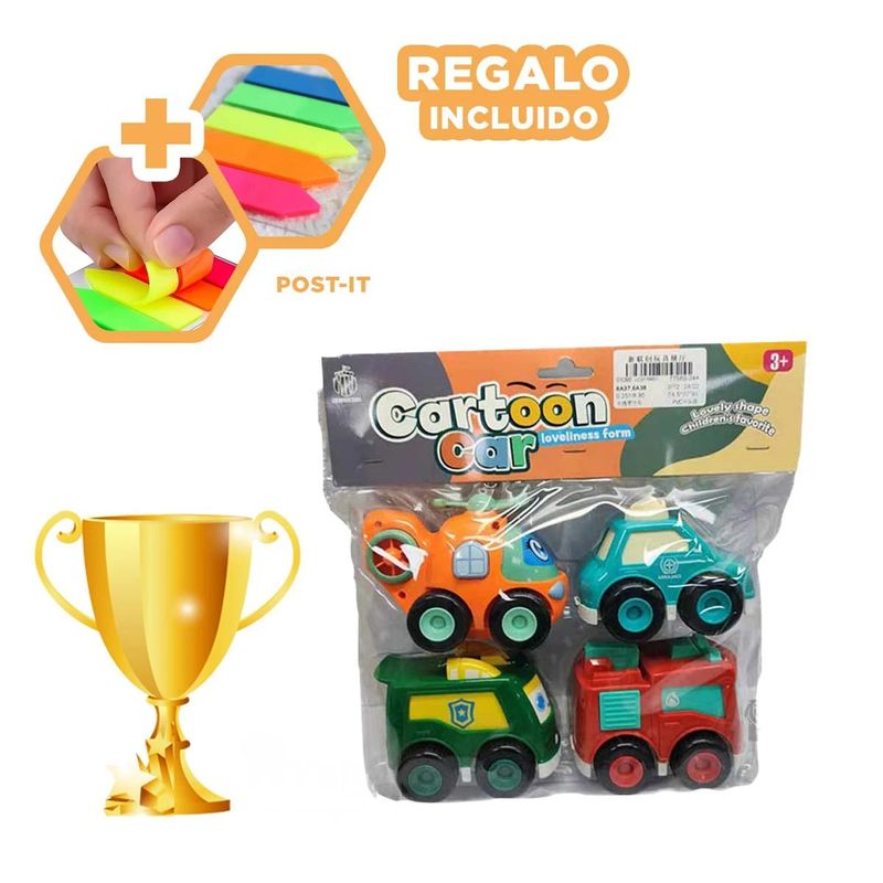 GENERICO - Pack6 Set de Vehiculos de 4 Unidades Y+Banderitas Adhesivas