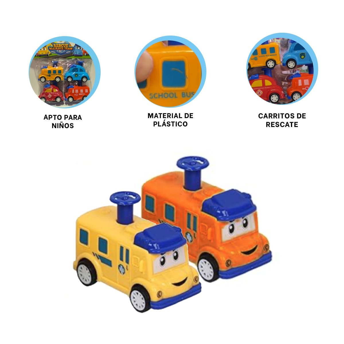 RYBIU IMPORT - Pack4 Carritos de Salvamento en Multicolor Y+Ligas de Regalo