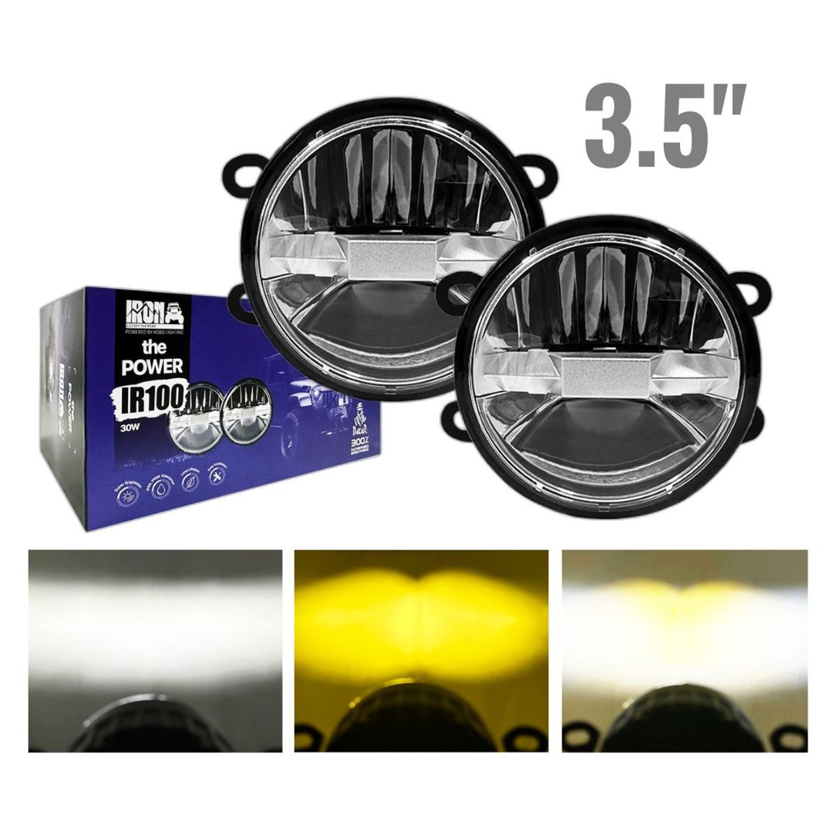 GENERICO - Kit Proyectores Led 3.5 PuLG Iron Antiniebla Dual Alta/baja