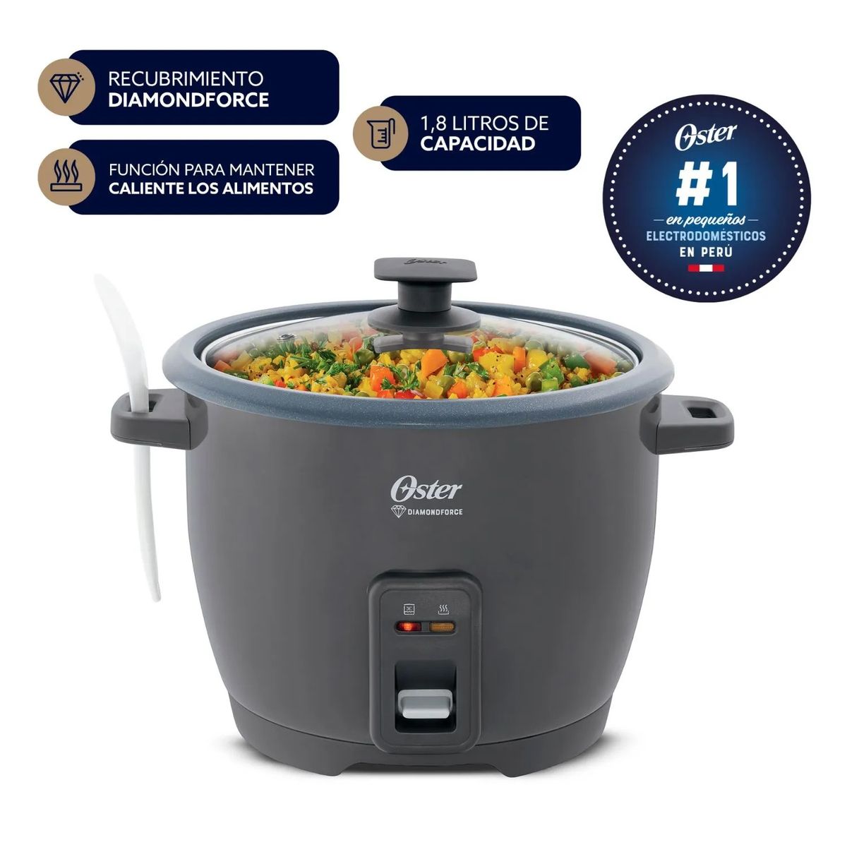 OSTER - Olla Arrocera Oster de 1.8 L DiamondForce CKSTRCB10DFSKE Gris