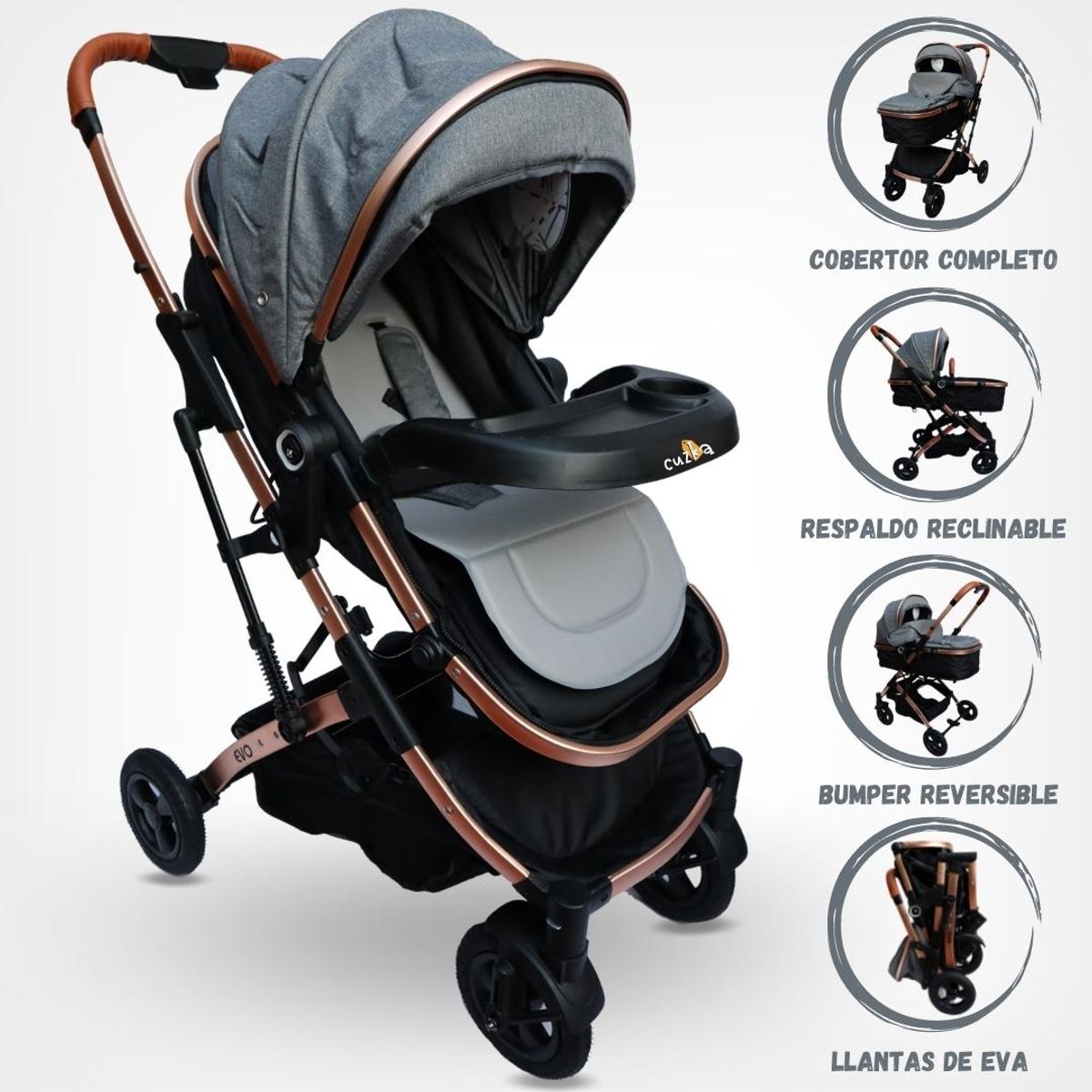 BABY HAPPY - Coche Deportivo Moisés para Bebé »EVO» Gray