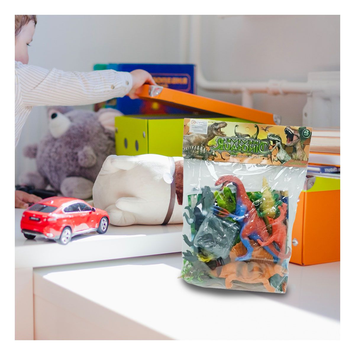 RYBIU IMPORT - Pack4 Juguetes Resistentes de Dinosaurios Y+Ligas de Regalo