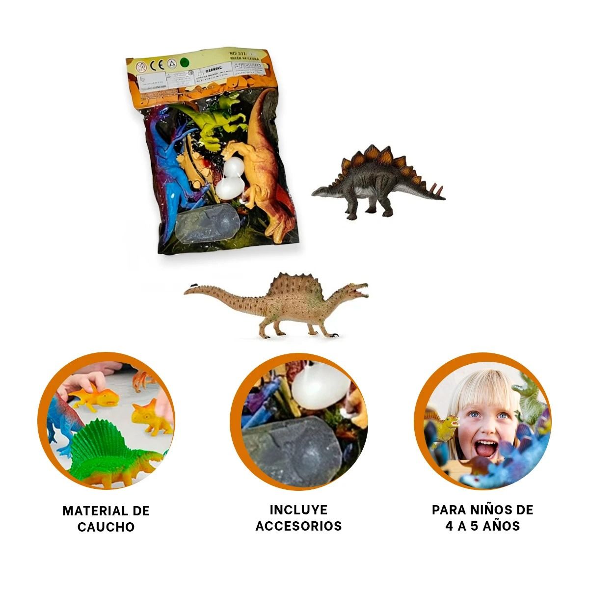 RYBIU IMPORT - Pack2 Juguetes Resistentes de Dinosaurios Y+Regalo Stickers