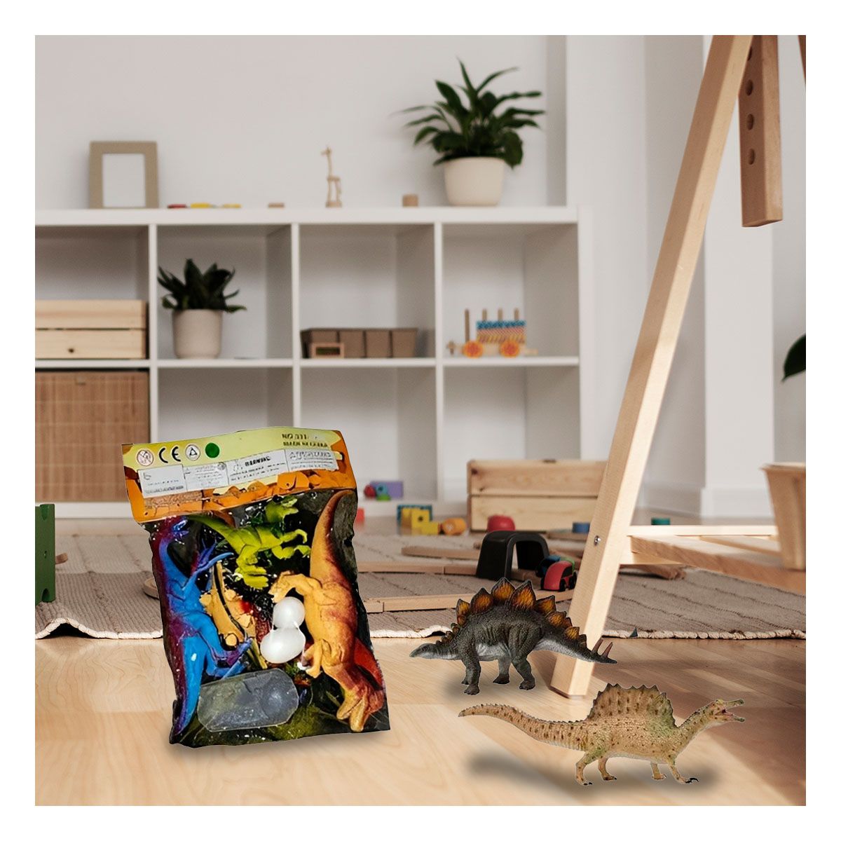 RYBIU IMPORT - Pack4 Juguetes Resistentes de Dinosaurios Y+Ligas de Regalo