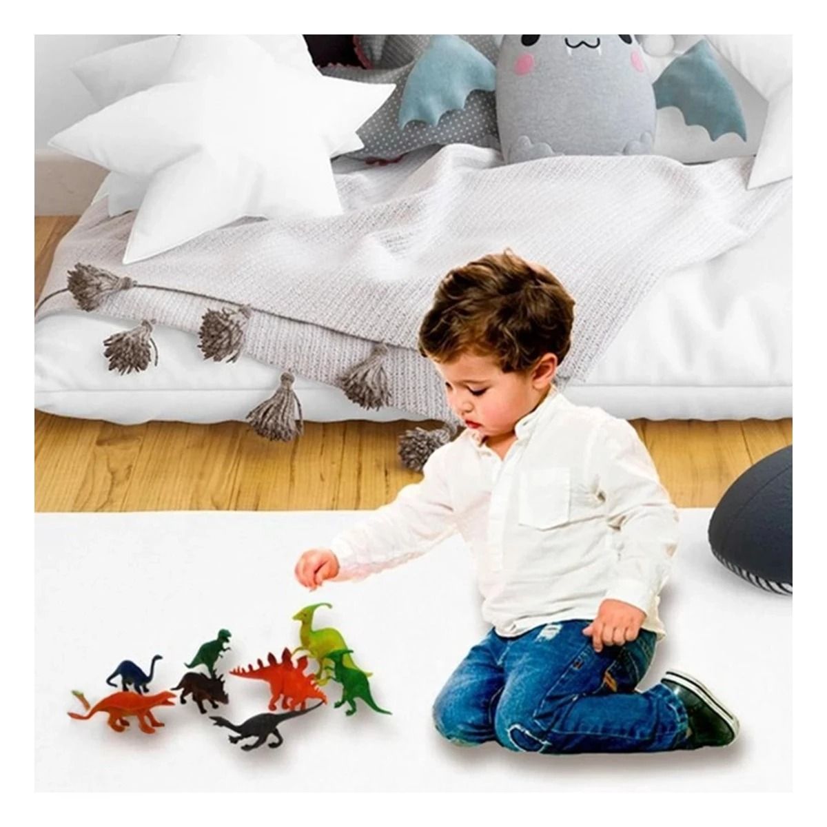 RYBIU IMPORT - Pack4 Set Mix de Dinosaurios en Multicolor Y+Regalo Stickers