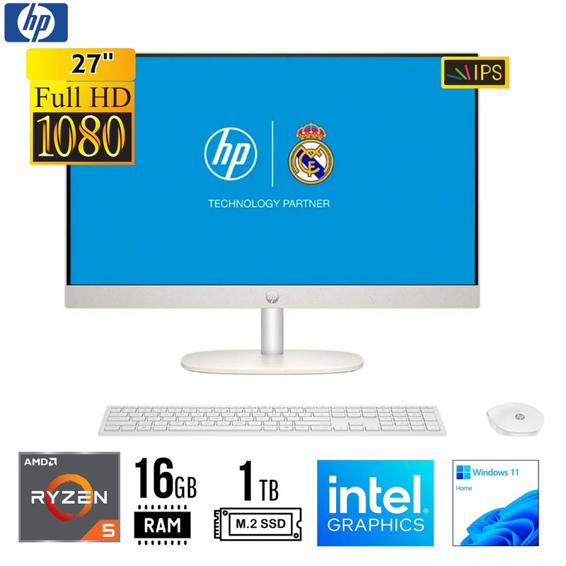 HP - ALL IN ONE HP CR0254LA, 27" FHD IPS, AMD Ryzen 5 7520U 16GB 1TB SSD W11 HOME