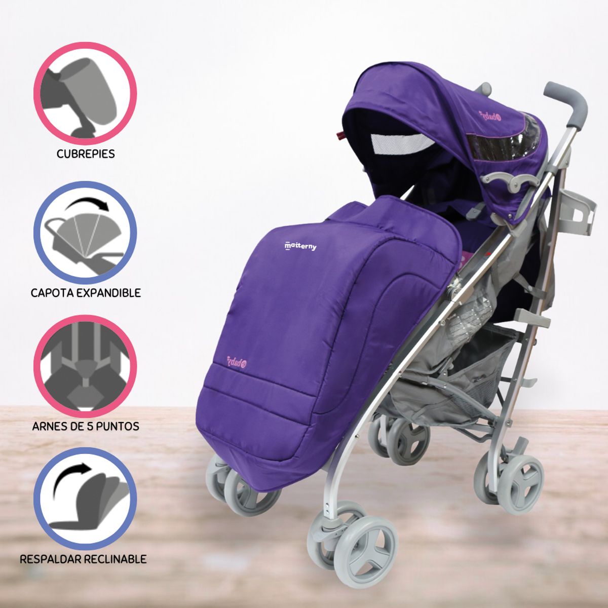 EBABY - Coche Bastón para Bebé Deportivo «VAYO» Purple