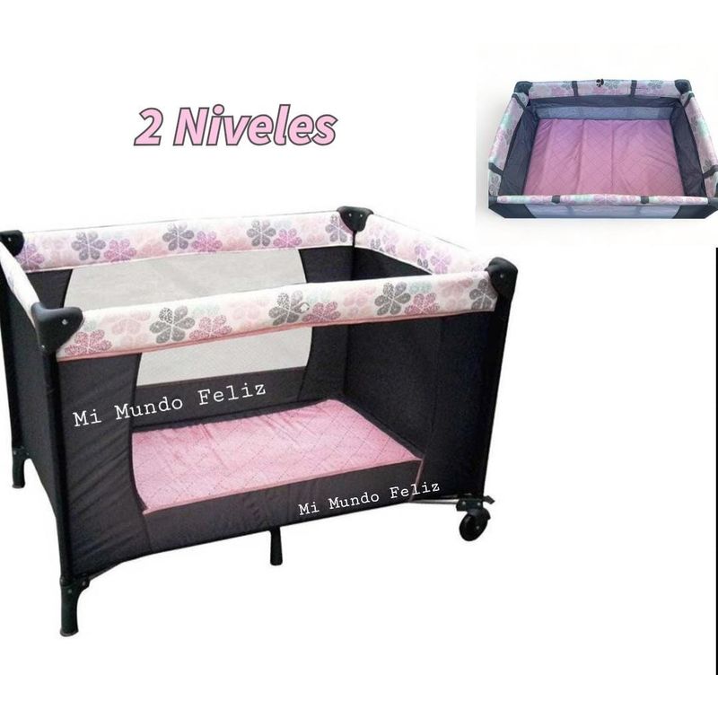 GENERICO - Corral para Niños Plegable Para Bebe 2 Niveles Rosa