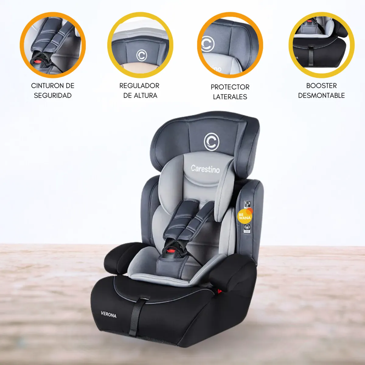 CARESTINO - Silla de Auto para Bebé CARESTINO «VERONA» Gray