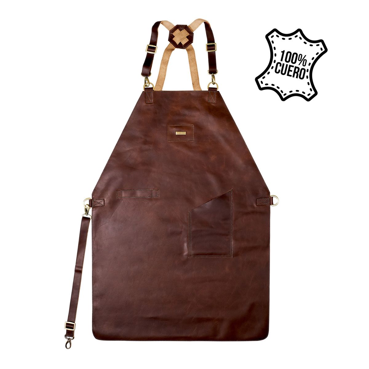 GRILLCORP - Mandil de Cuero Classic Marrón Mr Apron
