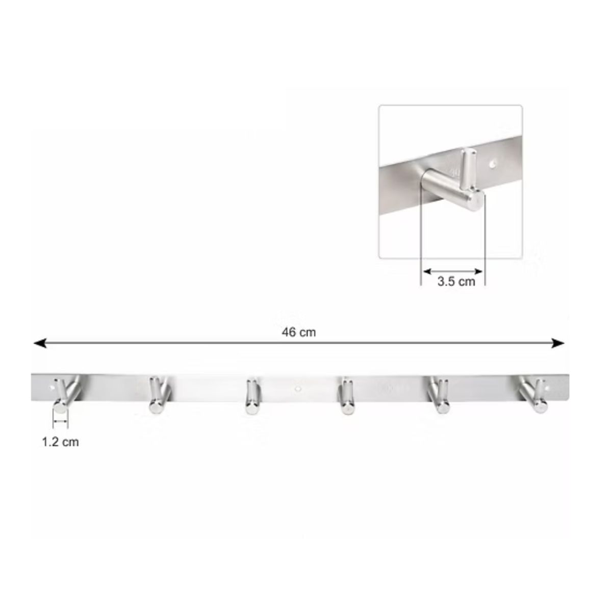 GENERICO - PERCHERO COLGADOR DE ACERO INOXIDABLE 6 GANCHOS
